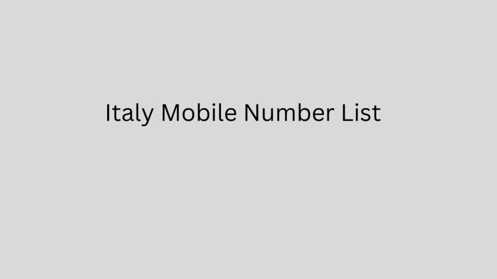 Italy Mobile Number List